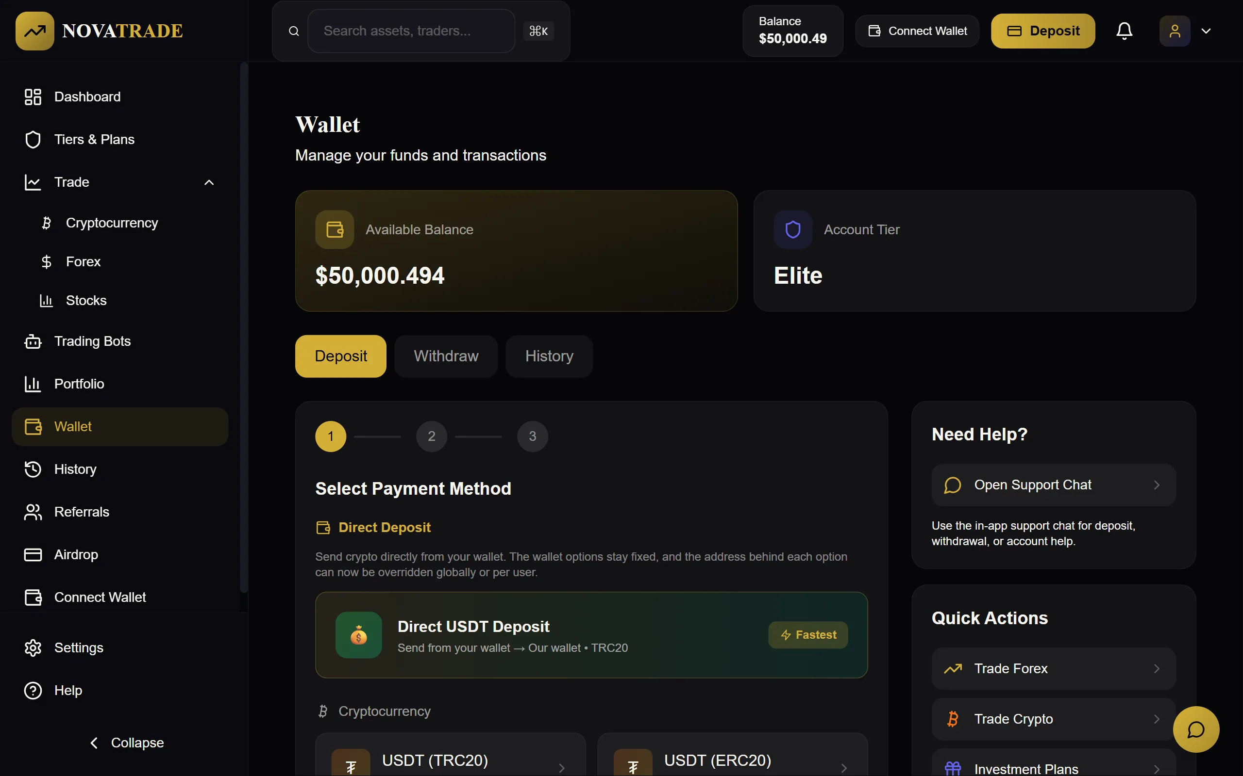 Wallet & Deposit